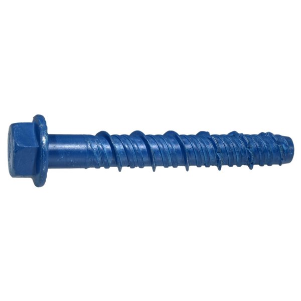 Torquemaster Masonry Screw, 3/8" Dia., Hex, 3" L, Steel Blue Ruspert, 50 PK 53248